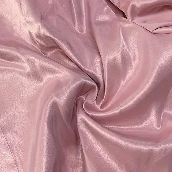 Blush Pink Satin Wrap Blouse with Bow & Brooch – Elegant Off-Shoulder Top - Picture 6 of 11